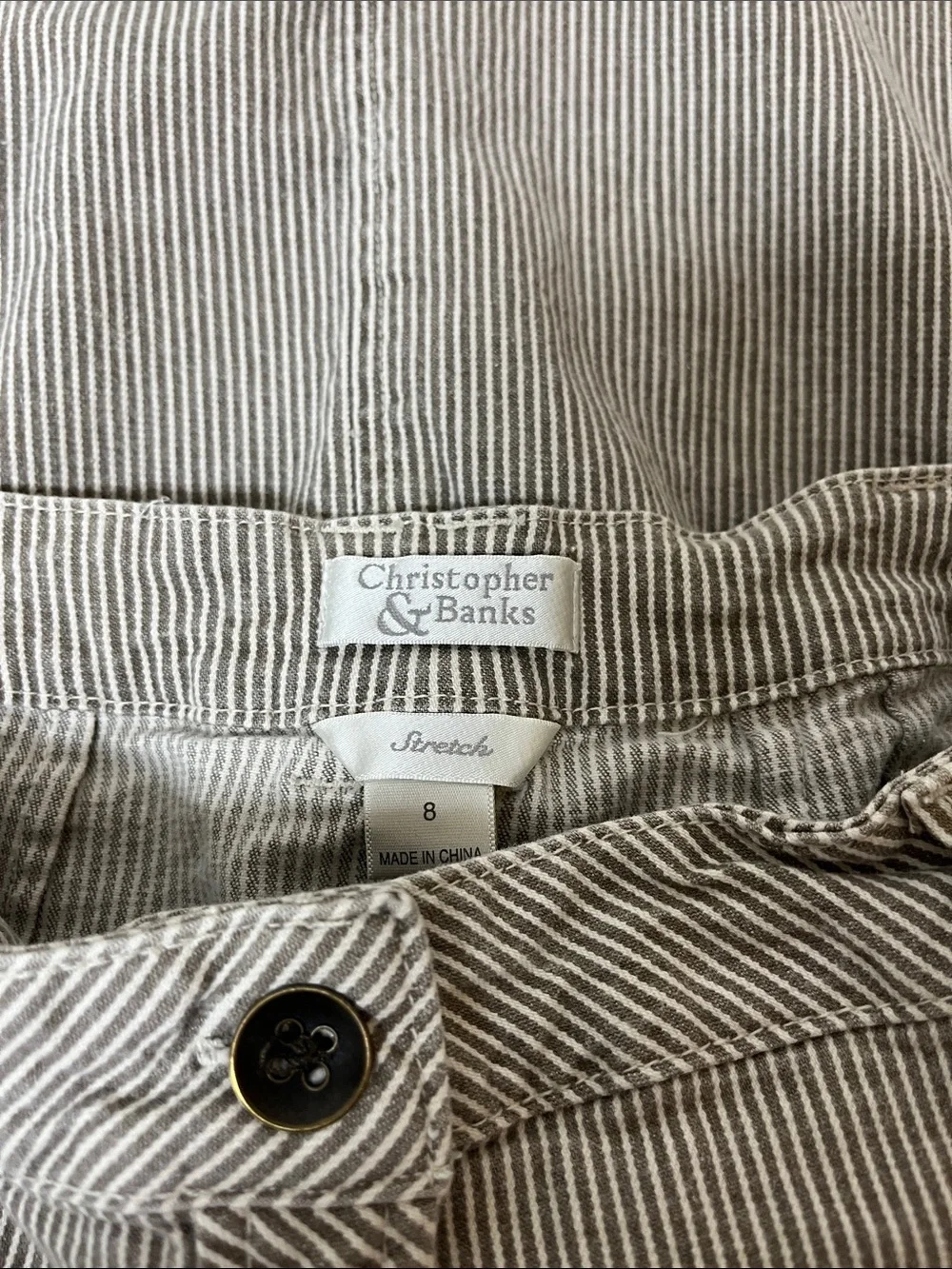 Christopher &banks Striped Button-Front Mini Skirt in Beige women’s size 8 - Picture 3 of 3